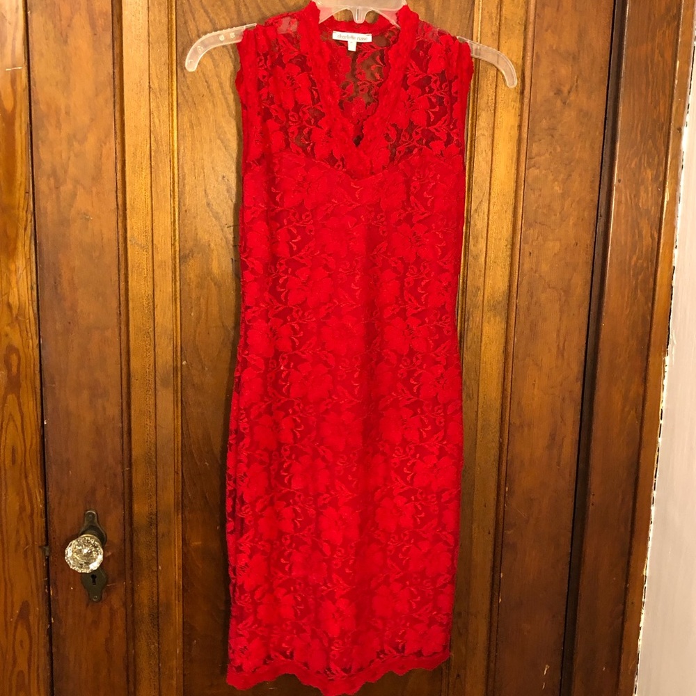 Red lace dress
